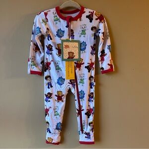 NWT Soulbaby Daniel Tiger One Piece Zip Up Bamboo Baby Pajamas 0-3M